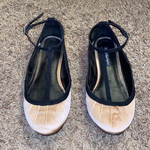 American eagle satin ankle strap flats
